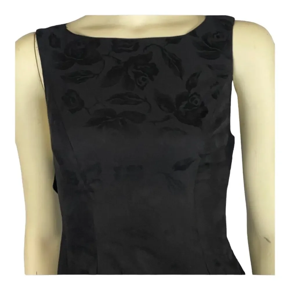 Vintage Damask floral sleevless dress with open back & gold buttons size 4